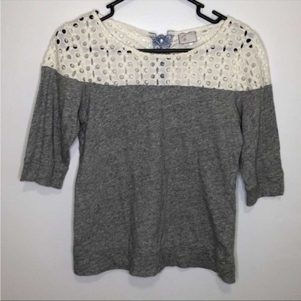 Anthropologie Postmark Eyelet Lace Tie-Back Top – Size Small - Picture 3 of 11